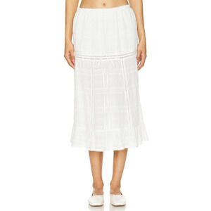 Loba 'Valeria' White Voile Midi Skirt Size XL